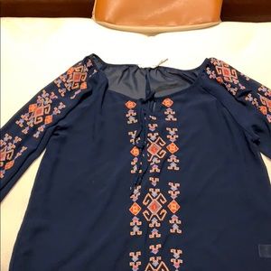Sheer navy blouse